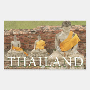 Statues of Sitting Buddhas   Ayutthaya, Thailand Rectangular Sticker