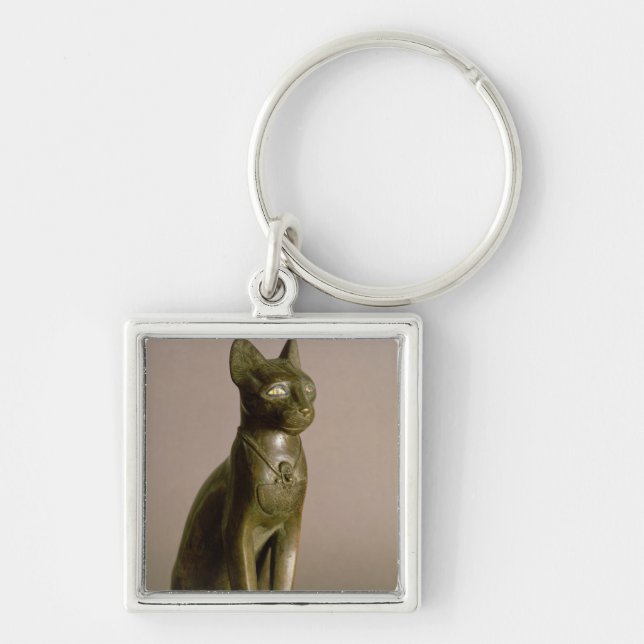 Statuette of a cat representing the goddess Bastet Key Ring (Front)