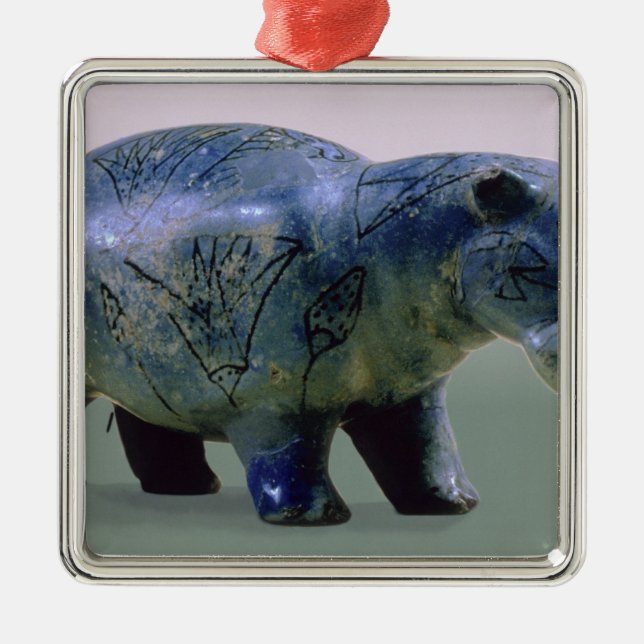 Statuette of a hippopotamus metal tree decoration (Front)