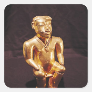 Statuette of a seated man, Quimbaya Square Sticker