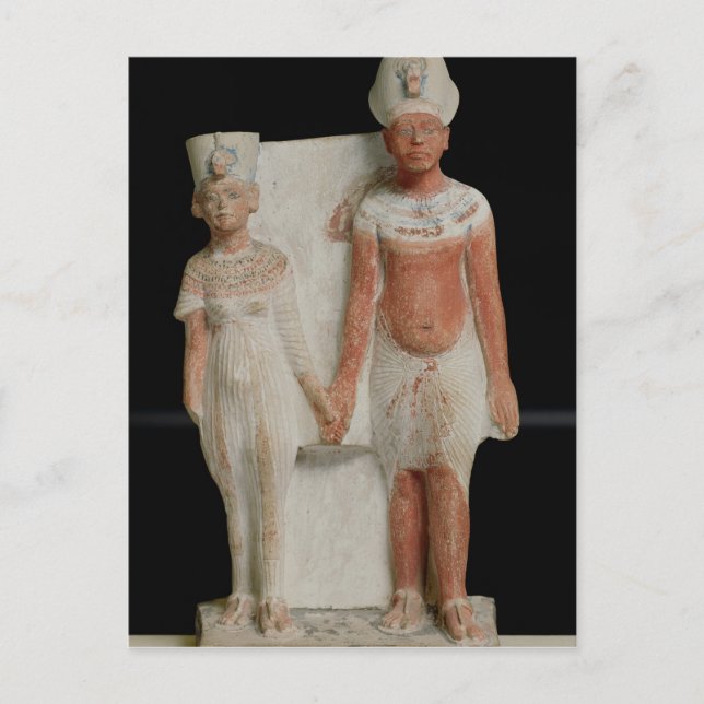 Statuette of Amenophis IV  and Nefertiti Postcard (Front)