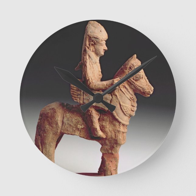 Statuette of an armed horseman, Byblos, 8th-6th ce Round Clock (Front)