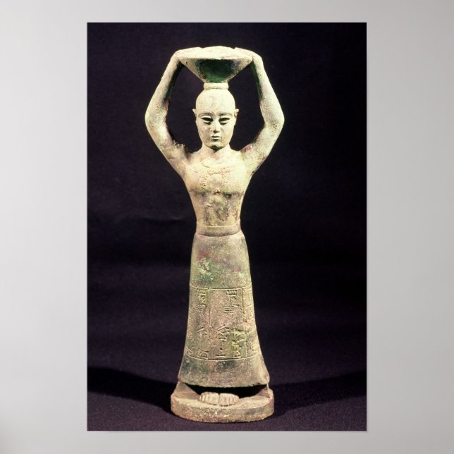 Statuette of offering bearer with votive poster (Front)