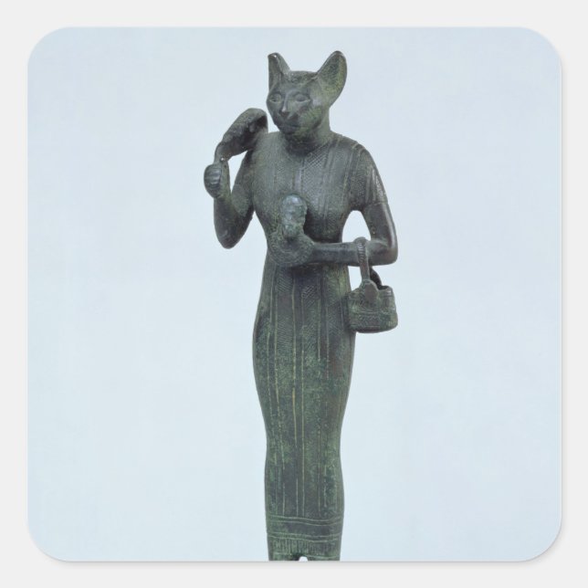 Statuette of the goddess Bastet Square Sticker (Front)