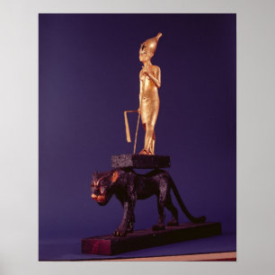 Statuette of the king upon a leopard poster