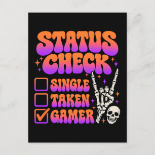 Status check gamer humour for gaming fans postcard