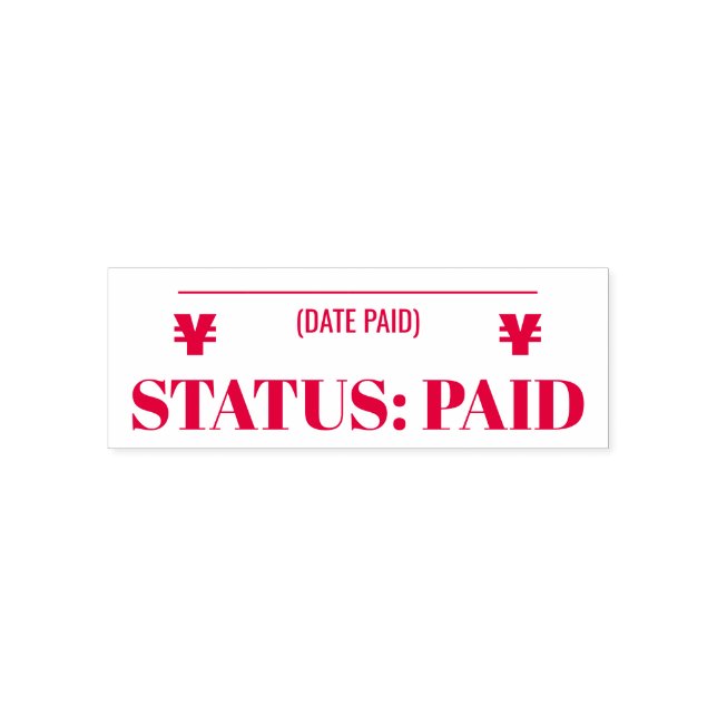 "STATUS: PAID" & Yen Sign Rubber Stamp (Design)