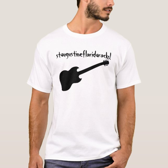staugustinefloridarocks! black guitar T-Shirt (Front)