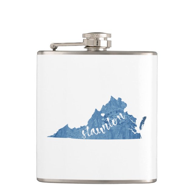 Staunton Virginia Wood Grain Hip Flask (Front)