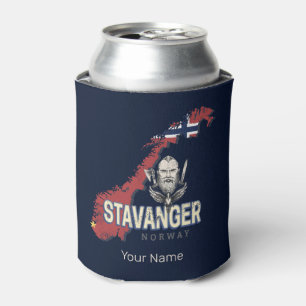 Stavanger Norway Retro City Map Vintage Holiday Can Cooler