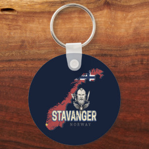 Stavanger Norway Retro City Map Vintage Holiday Key Ring