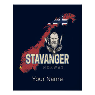 Stavanger Norway Retro City Map Vintage Holiday Poster