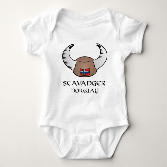 Stavanger Norway Viking Hat Baby Bodysuit (Front)