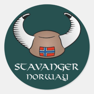 Stavanger Norway Viking Hat Classic Round Sticker