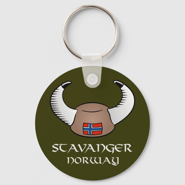 Stavanger Norway Viking Hat Key Ring (Front)