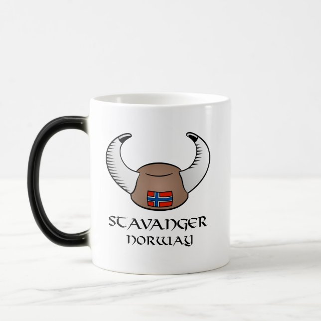 Stavanger Norway Viking Hat Magic Mug (Left)