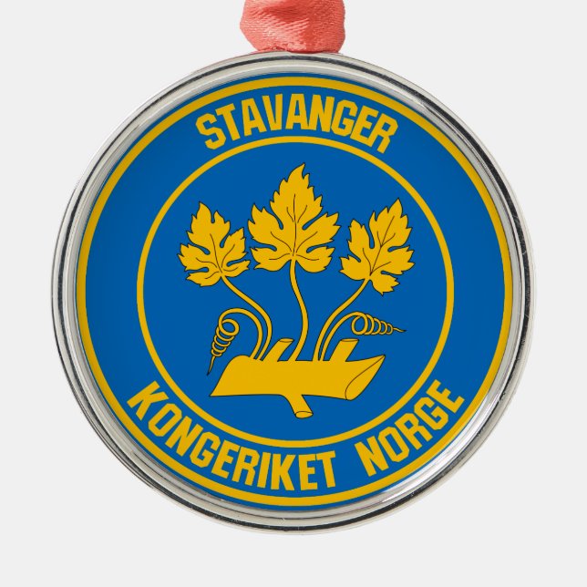 Stavanger Round Emblem Metal Tree Decoration (Front)