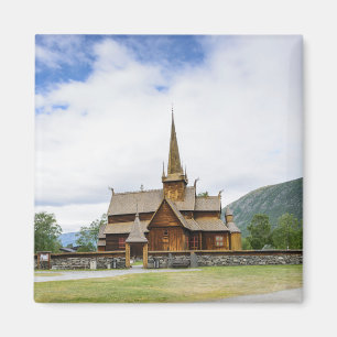 Stave church in Lom, Norway magnet