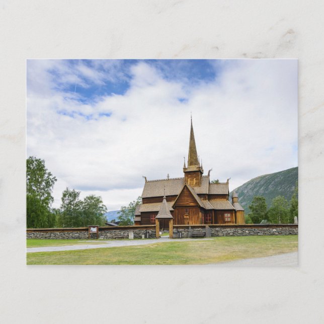 Stave church in Lom, Norway postcard (Front)