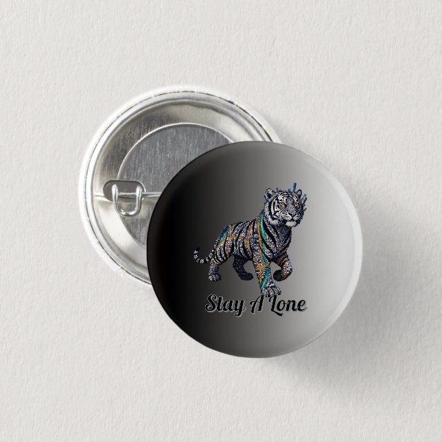 Stay A Lone Ornate Tribal Tiger Gradient Pin (Front & Back)