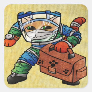 Stay Alert Safety Cat Square Sticker