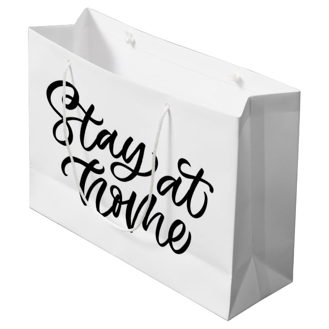 Stay At Home | Fancy Font Large Gift Bag (Front Angled)