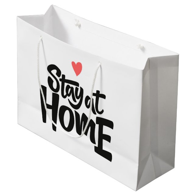 Stay At Home Heart Large Gift Bag (Front Angled)