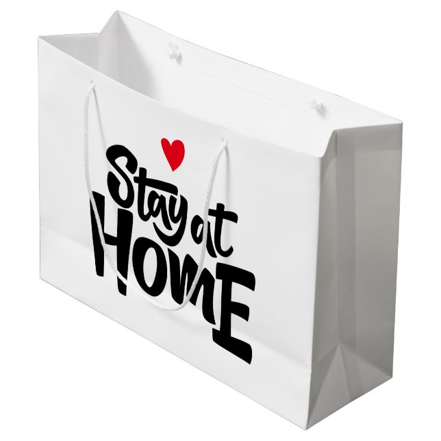 Stay At Home Heart Large Gift Bag (Front Angled)