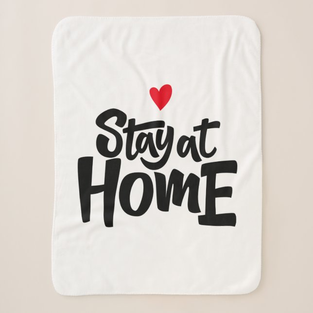 Stay At Home Heart Sherpa Blanket (Front)