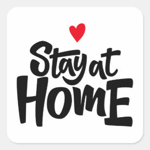 Stay At Home Heart Square Sticker