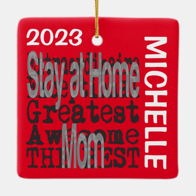 Stay at Home Mum Extraordinaire CUSTOM Ceramic Ornament (Back)