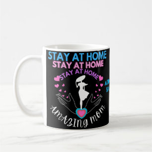 Stay At Home Mum Pink & Blue Silhouette Woman Chic Coffee Mug