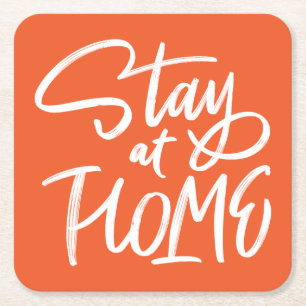 Stay at Home Square Paper Coaster