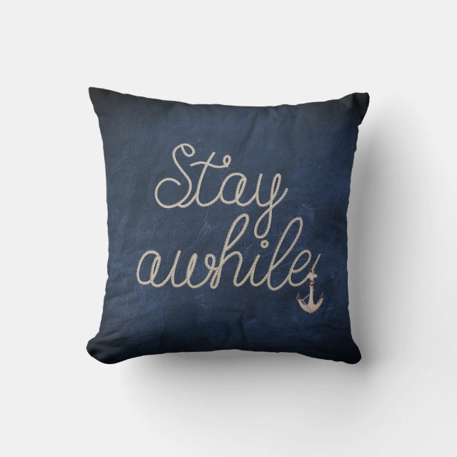 Stay Awhile Nautical Rope Cushion (Front)