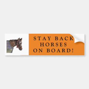 STAY BACK HORSES ON BOARD BUMPER STICKER