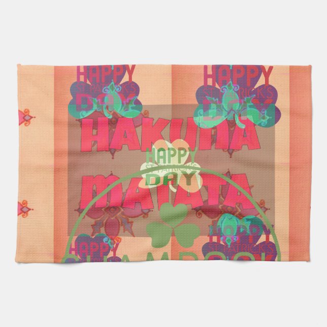 Stay Blessed Happy Saint Patrick's Day Hakuna Mata Tea Towel (Horizontal)