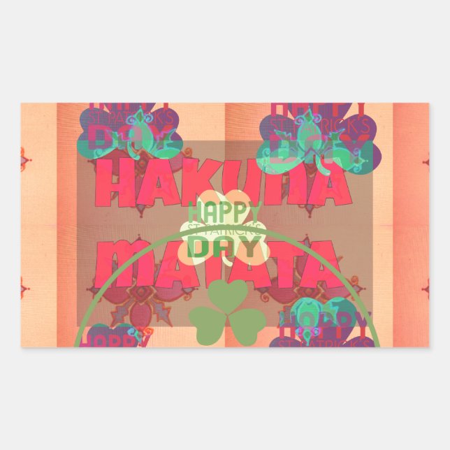 Stay Blessed Happy St Patrick's Day Hakuna Matata  Rectangular Sticker (Front)