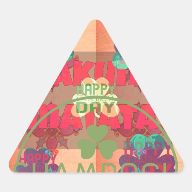 Stay Blessed Happy St Patrick's Day Hakuna Matata  Triangle Sticker (Front)