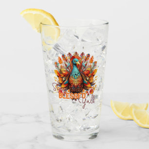 Stay Blessed Y'all with Colourful Turkey Glass