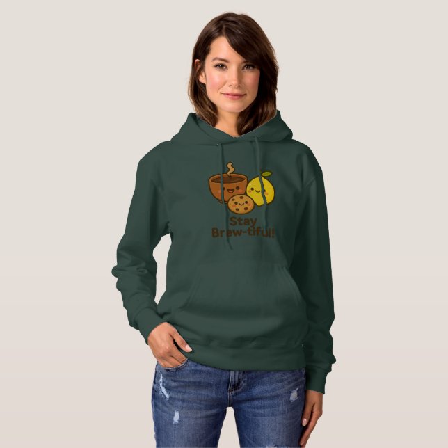 Stay Brew-tiful – Cute Coffee, Lemon & Cookie  Hoodie (Front Full)