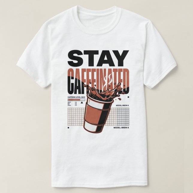 Stay Caffeinated Neon Punk Coffee Cup T-Shirt (Design Front)