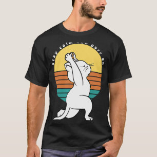Stay Calm And Purr On Retro Yoga Cat Present T-Shirt