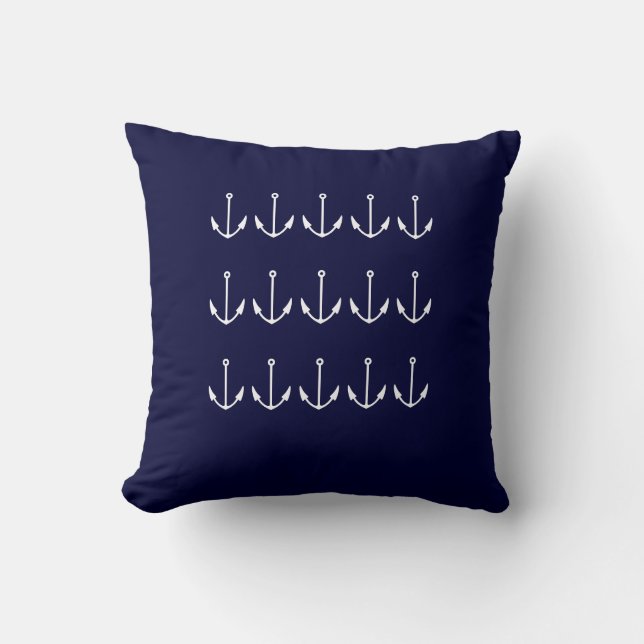 stay calm and sail on WHITE on NAVY BLUE PILLOW (Front)