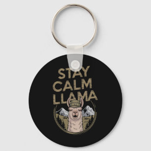Stay Calm Llama Hiking With Alpaca Funny  Key Ring