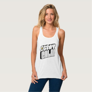 Stay Calm Retro Flower Typography Singlet