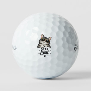 Stay Chill Cat Sunglasses – Cool Cat Lover Design Golf Balls