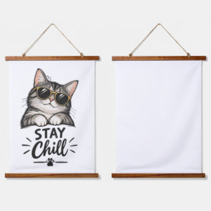 Stay Chill Cat Sunglasses – Cool Cat Lover Design Hanging Tapestry