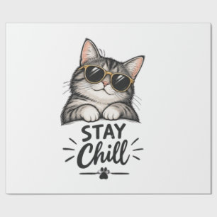Stay Chill Cat Sunglasses – Cool Cat Lover Design Wrapping Paper