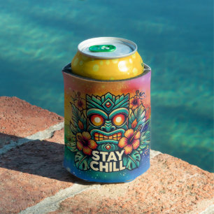 Stay Chill Tiki Can Cooler – Tropical Drink Holder