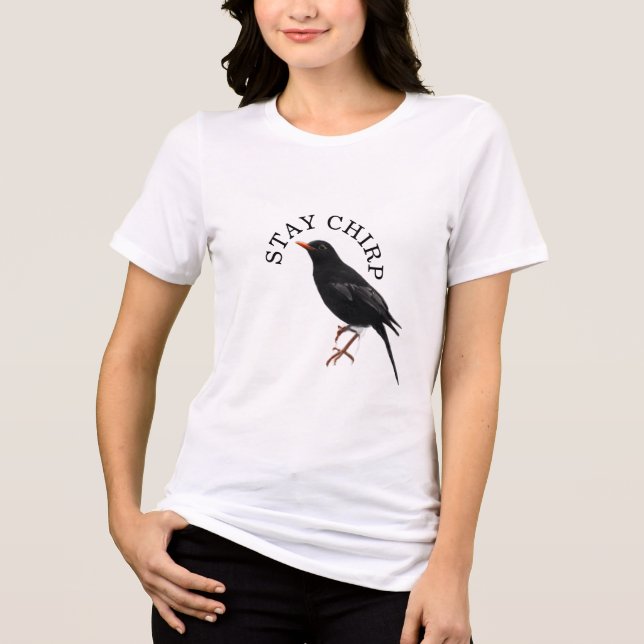 Stay Chirp Funny Bird Nerd Birdwatching Tri-Blend Shirt (Front)